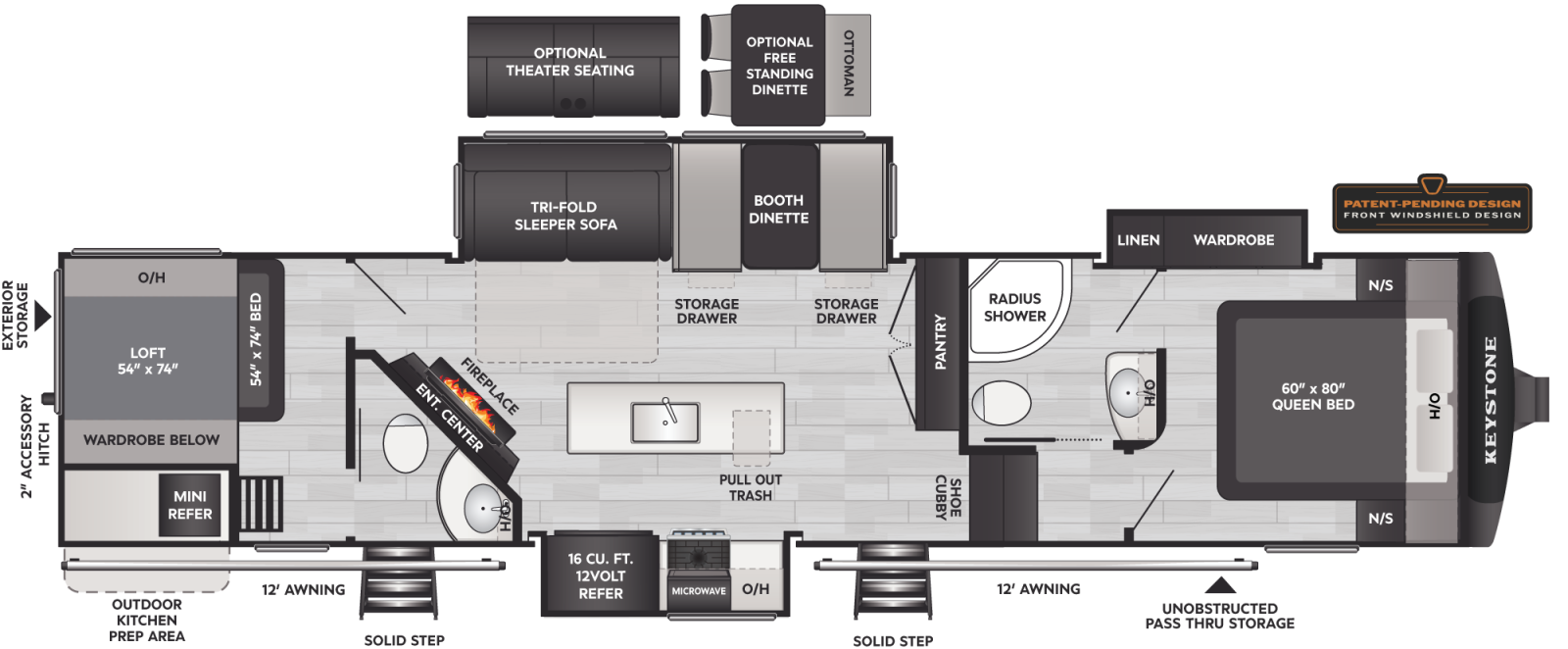 2023 Keystone RV Cougar 364BHL floorplan