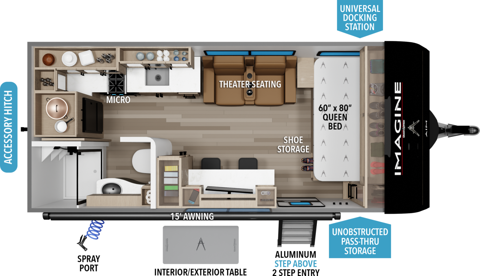 2027 Grand Design Imagine 19MLA - Travel Trailer floorplan