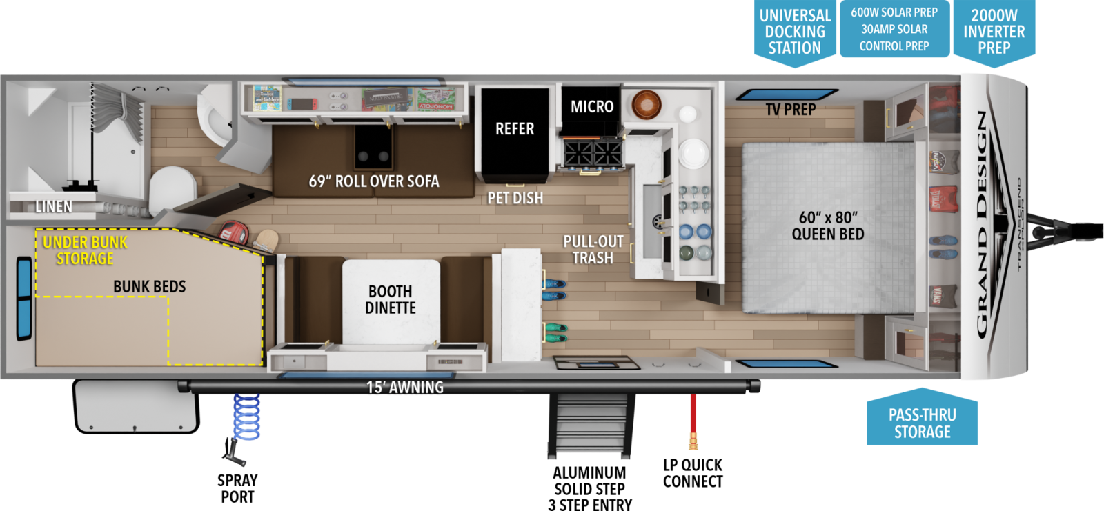 2027 Grand Design Transcend XPLOR 24BHX floorplan