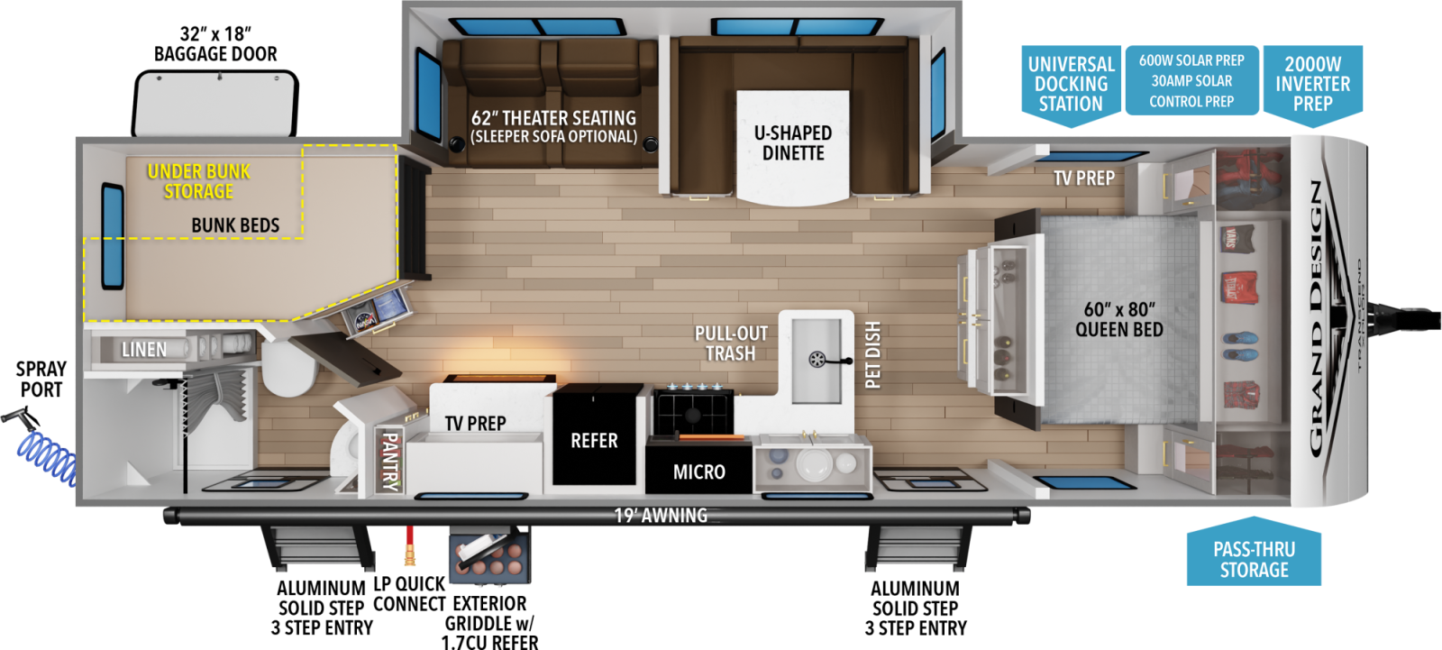 2027 Grand Design Transcend 27DBX - travel trailer floorplan