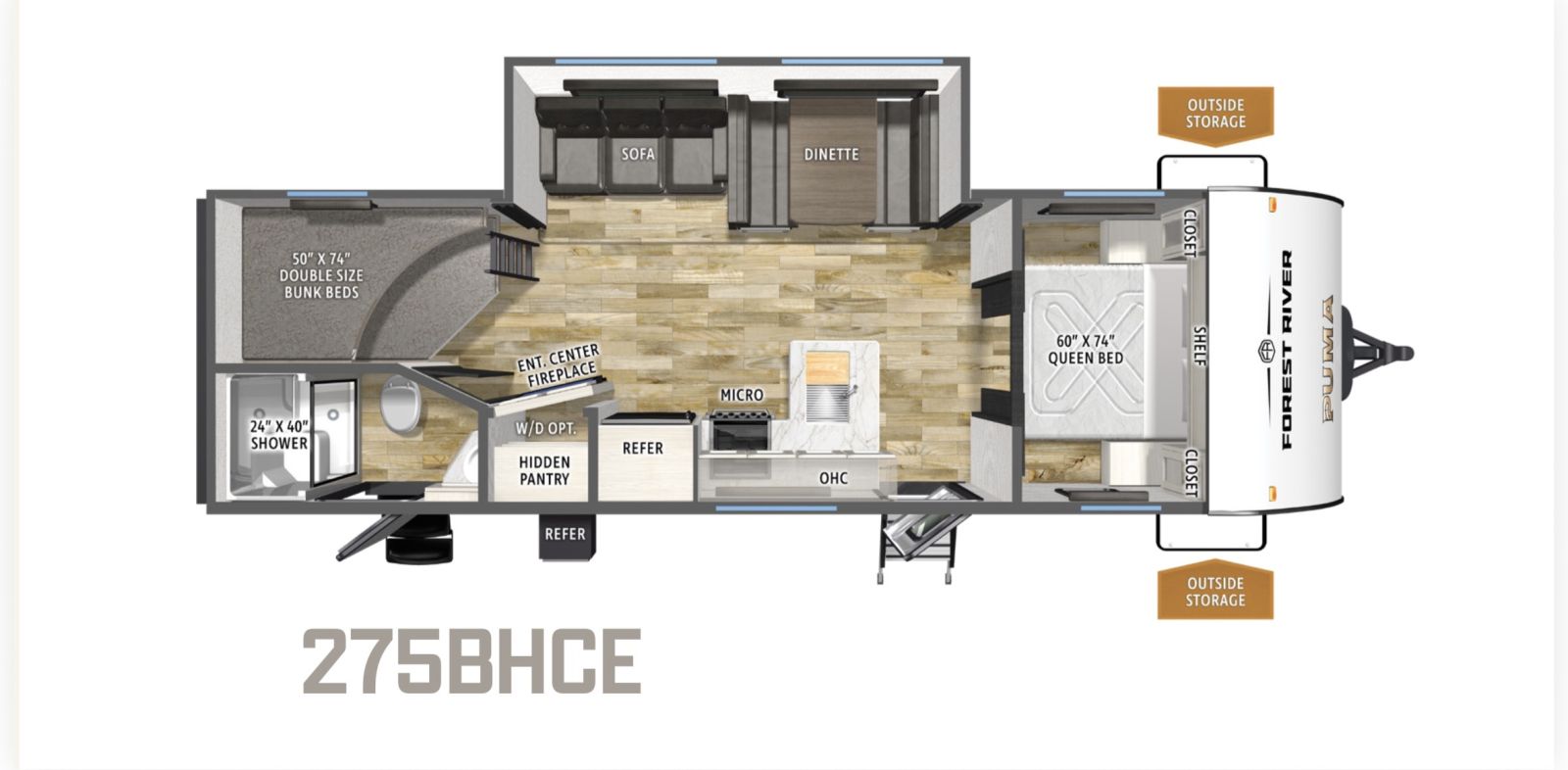 2027 Forest River RV Puma (fiberglass exterior-NEW) 275BHCE floorplan