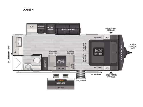 2026 Keystone RV Cougar Half-Ton 22MLS floorplan