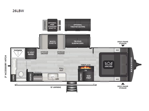 2026 Keystone RV Cougar Half-Ton 26LBW floorplan