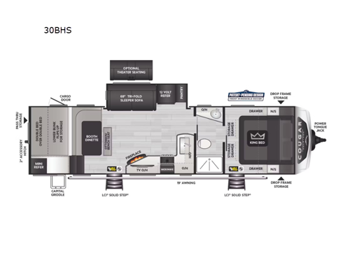 2025 Keystone RV Cougar Half-Ton 30BHS floorplan